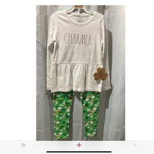 Girls Rae Dunn St. Patrick’s Day  ‘Charmer’ outfit! Top and leggings, NWT,